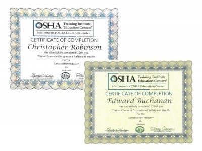 Chris Robinson and Ed Buchanan Pass their OSHA 500